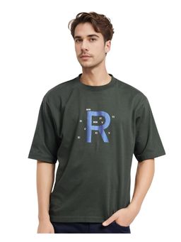 Rare Rabbit - Leat Olive Graphic Print Boxy Fit T-Shirt