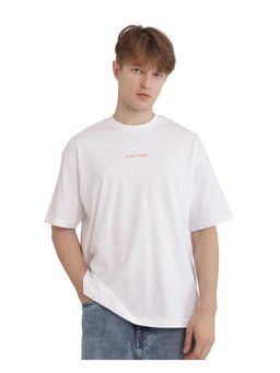 Rare Rabbit - Len White Typography Print Oversized Fit T-Shirt