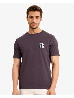 Rare Rabbit - Lex Dark Grey Embroidered Oversized Fit T-Shirt