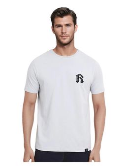 Rare Rabbit - Lex Light Grey Embroidered Oversized Fit T-Shirt