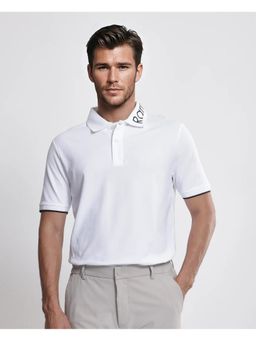 Rare Rabbit - Limo White Embroidered Regular Fit Polo T-Shirt