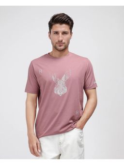 Rare Rabbit - Log Dusky Pink Graphic Print Regular Fit T-Shirt