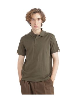 Rare Rabbit - Loui Olive Stripes Regular Fit Polo T-Shirt