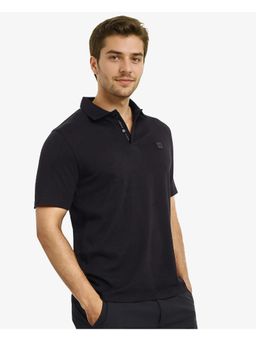 Rare Rabbit - Lov Black Embroidered Regular Fit Polo T-Shirt