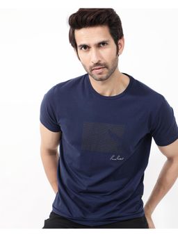 Rare Rabbit - Lowell Navy Blue Graphic Print Regular Fit T-Shirt