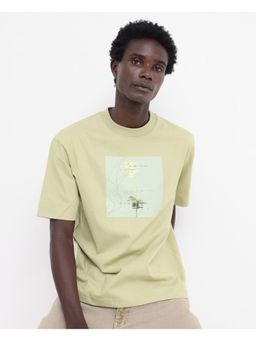Rare Rabbit - Luca Light Yellow Graphic Print Oversized Fit T-Shirt