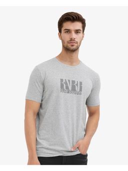 Rare Rabbit - Luno Mel Melange Grey Graphic Print Regular Fit T-Shirt