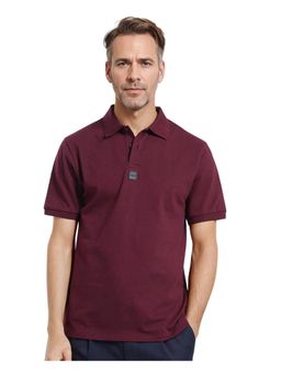 Rare Rabbit - Mabe Maroon Plain Regular Fit Polo T-Shirt