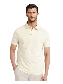 Rare Rabbit - Maq Pastel Yellow Plain Regular Fit Polo T-Shirt