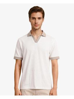 Rare Rabbit - Marcelo 1 Off White Plain Regular Fit Polo T-Shirt