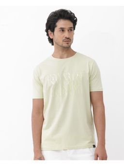 Rare Rabbit - Masco Pastel Green Typhography Print Regular Fit T-Shirt