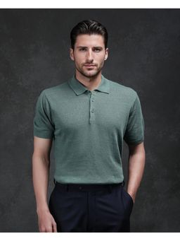 Rare Rabbit - Mekko 25 Green Plain Regular Fit Polo T-Shirt