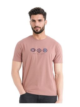 Rare Rabbit - Merlo Dusky Brown Graphic Print Regular Fit T-Shirt