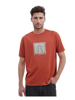 Rare Rabbit - Mezoc Dark Rust Graphic Print Relaxed Fit T-Shirt