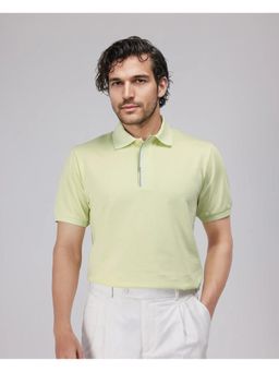 Rare Rabbit - Mor Light Yellow Plain Regular Fit Polo T-Shirt