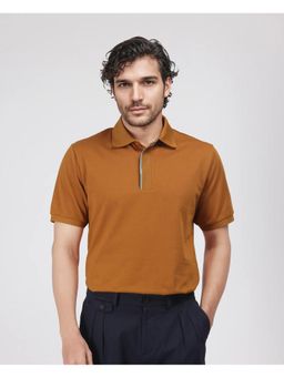 Rare Rabbit - Mor Rust Plain Regular Fit Polo T-Shirt