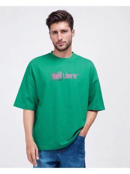 Rare Rabbit - Moshe Green Graphic Print Oversized Fit T-Shirt