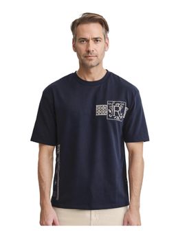 Rare Rabbit - Myro-1 Navy Blue Graphic Print Skinny T-Shirt