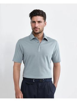 Rare Rabbit - Nark Dusky Green Textured Regular Fit Polo T-Shirt