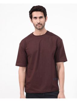 Rare Rabbit - Nash Brown Graphic Print Oversized Fit T-Shirt