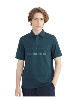 Rare Rabbit - Nellit Dusky Teal Plain Regular Fit Polo T-Shirt
