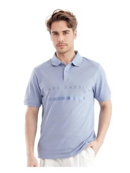 Rare Rabbit - Nellit Pastel Blue Plain Regular Fit Polo T-Shirt