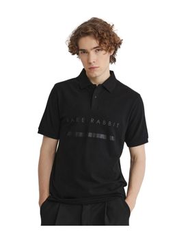 Rare Rabbit - Nellit Black Plain Regular Fit Polo T-Shirt