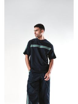 Rare Rabbit - Newnon-T Navy Blue Stripes Boxy Fit T-Shirt