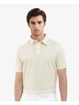 Rare Rabbit - Nielson Pastel Yellow Textured Regular Fit Polo T-Shirt