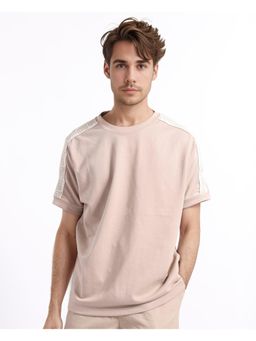 Rare Rabbit - Nobo Beige Monogram Print Oversized Fit T-Shirt