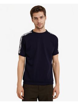 Rare Rabbit - Nobo Navy Blue Monogram Print Oversized Fit T-Shirt