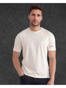 Rare Rabbit - Nomo Beige Monogram Print Regular Fit T-Shirt