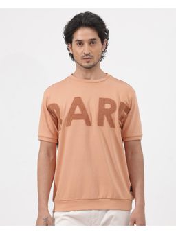 Rare Rabbit - Nor-2 Dusky Orange Embroidered Oversized Fit T-Shirt