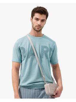 Rare Rabbit - Nor-2 Dusky Turquoise Embroidered Oversized Fit T-Shirt