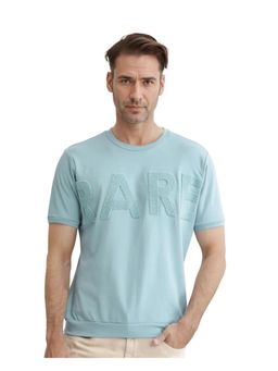 Rare Rabbit - Nor-3 Dusky Turquoise Embroidered Oversized Fit T-Shirt