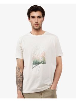 Rare Rabbit - Oak Off White Graphic Print Regular Fit T-Shirt