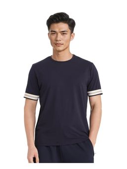 Rare Rabbit - Oblee Navy Blue Plain Relaxed Fit T-Shirt