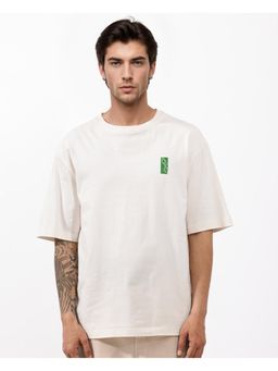 Rare Rabbit - Oren Off White Graphic Print Oversized Fit T-Shirt