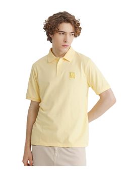 Rare Rabbit - Otes Pastel Yellow Plain Regular Fit Polo T-Shirt