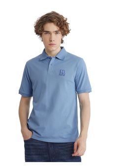 Rare Rabbit - Otes Blue Plain Regular Fit Polo T-Shirt