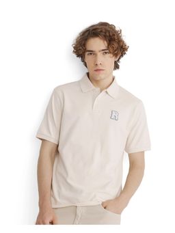 Rare Rabbit - Otes Off White Plain Regular Fit Polo T-Shirt