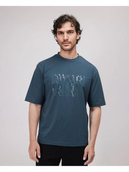 Rare Rabbit - Ovem Dusky Teal Graphic Print Qlo Fit T-Shirt