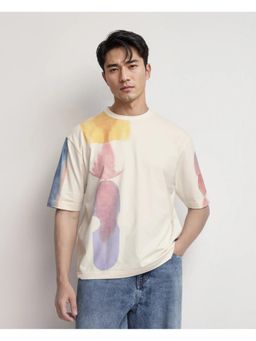 Rare Rabbit - Ovet Off White Abstract Print Qlo Fit T-Shirt