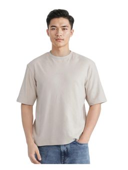 Rare Rabbit - Oxi Beige Textured Boxy Fit T-Shirt