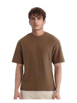 Rare Rabbit - Oxot Dusky Olive Embroidered Oversized Fit T-Shirt