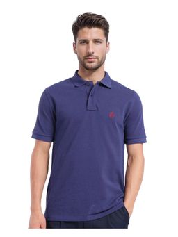 Rare Rabbit - Pare 1 Dark Blue Plain Regular Fit Polo T-Shirt