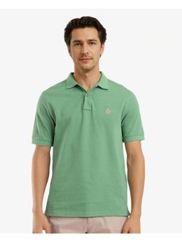 Rare Rabbit - Pare 1 Dark Green Plain Regular Fit Polo T-Shirt
