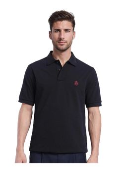Rare Rabbit - Pare 1 Black Plain Regular Fit Polo T-Shirt
