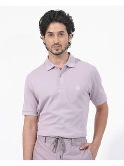 Rare Rabbit - Paret Bright Purple Solid Regular Fit Polo T-Shirt