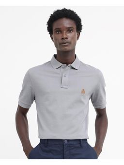 Rare Rabbit - Pareto Grey Solid Regular Fit Polo T-Shirt